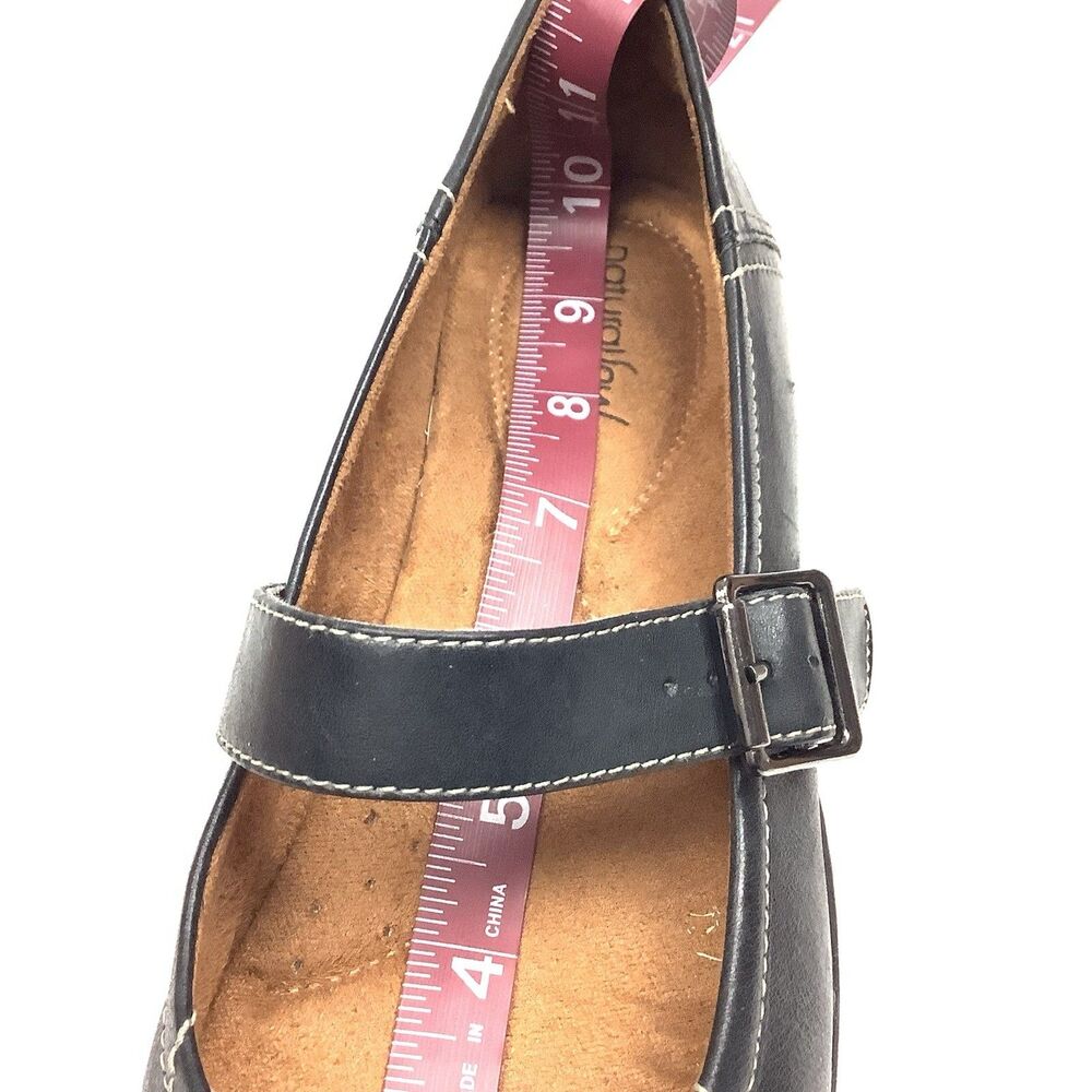 Naturalizer Mary Jane Flats Women 8.5 Black Leather Comfort Shoes Dark Academia - Picture 10 of 12
